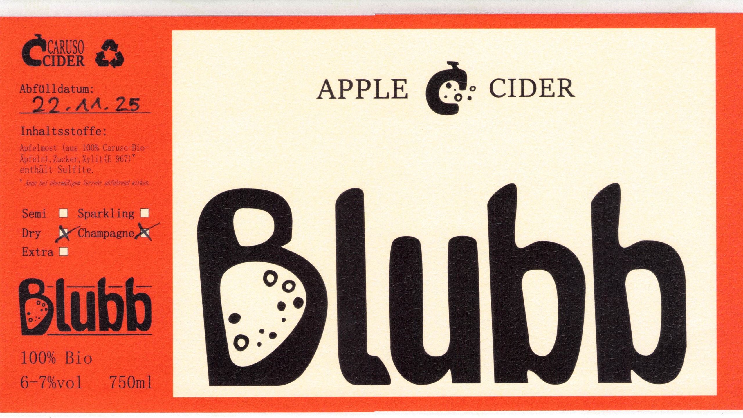 Blubb — apple cider label design