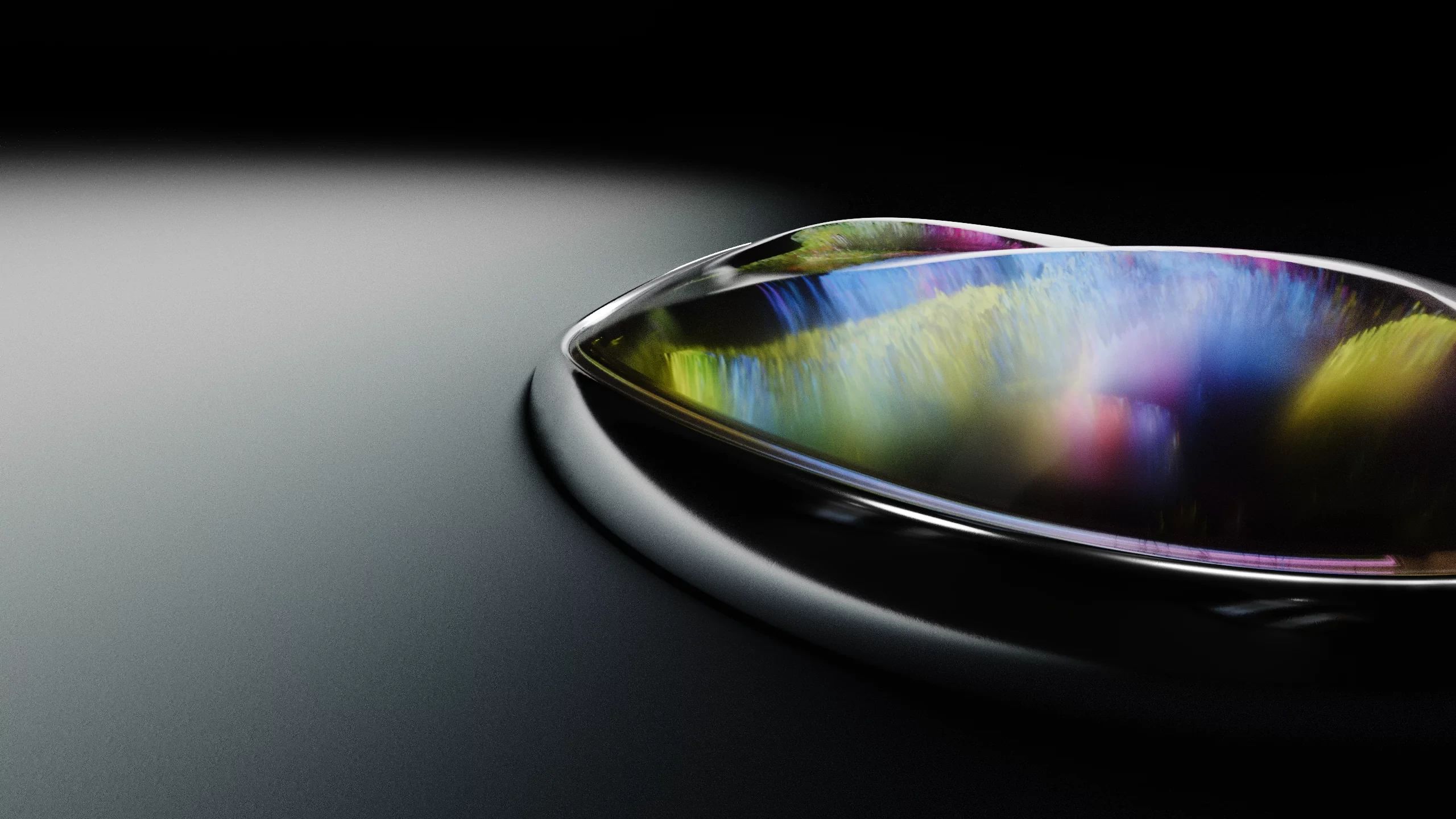 Close-up of the Grief Pod, colored grief visualizations swirling inside