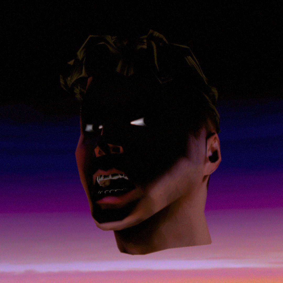 Head film — stylized head against a purple horizon